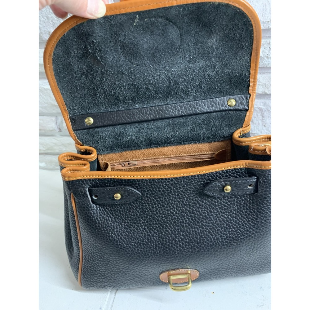 Dooney & Bourke All Weather Leather Vintage Top Handle Bag Black British Tan - Picture 11 of 15